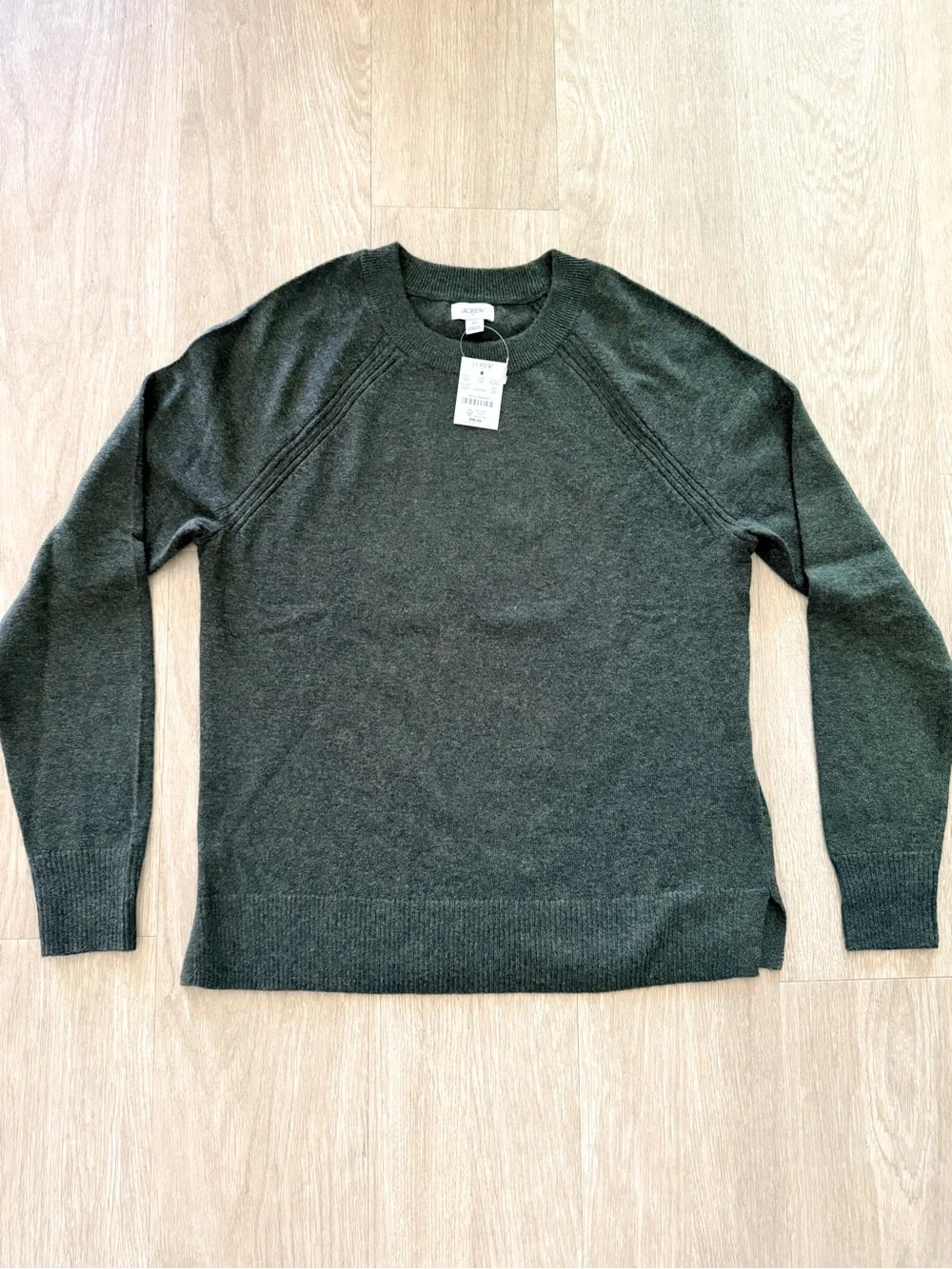 J. Crew Crewneck Sweater in Dark Olive Green